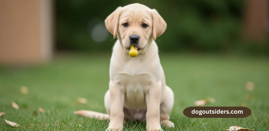 8 week old Labrador Retriever puppy learning sit command with treat lure