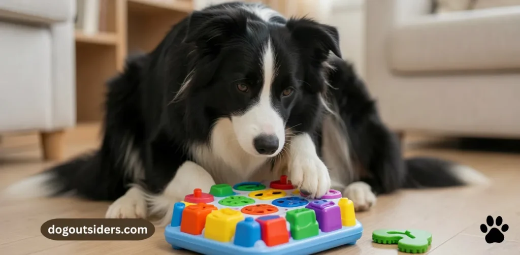 Border collie solving interactive puzzle toy for daily mental stimulation