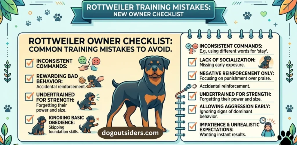 Common Rottweiler training mistakes new dog owners should avoid checklist