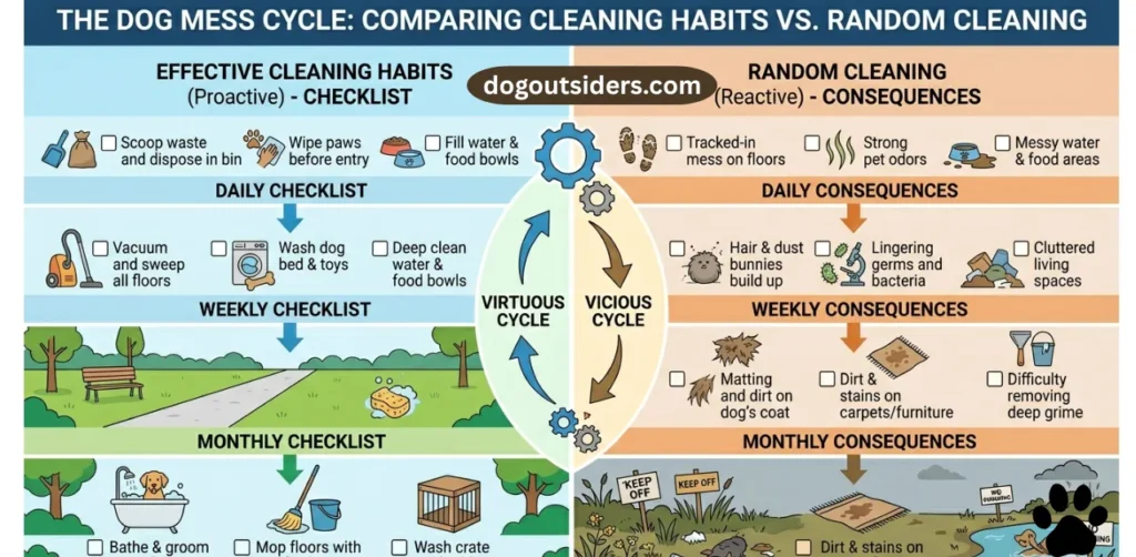 Dog owner daily weekly monthly cleaning schedule checklist for pet-friendly home