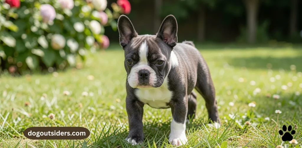 French Bulldog puppy exploring new outdoor environment during positive socialization