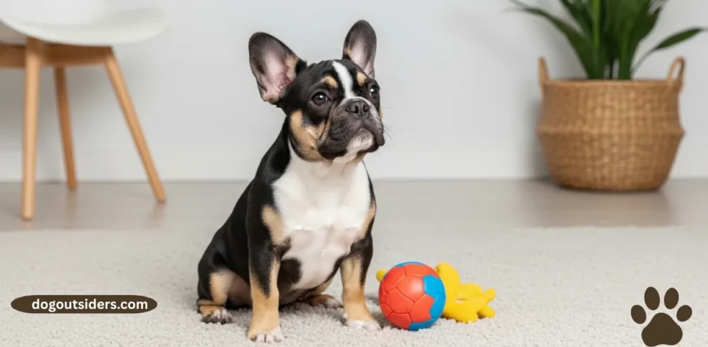 French Bulldog puppy sitting attentively during positive reinforcement training session