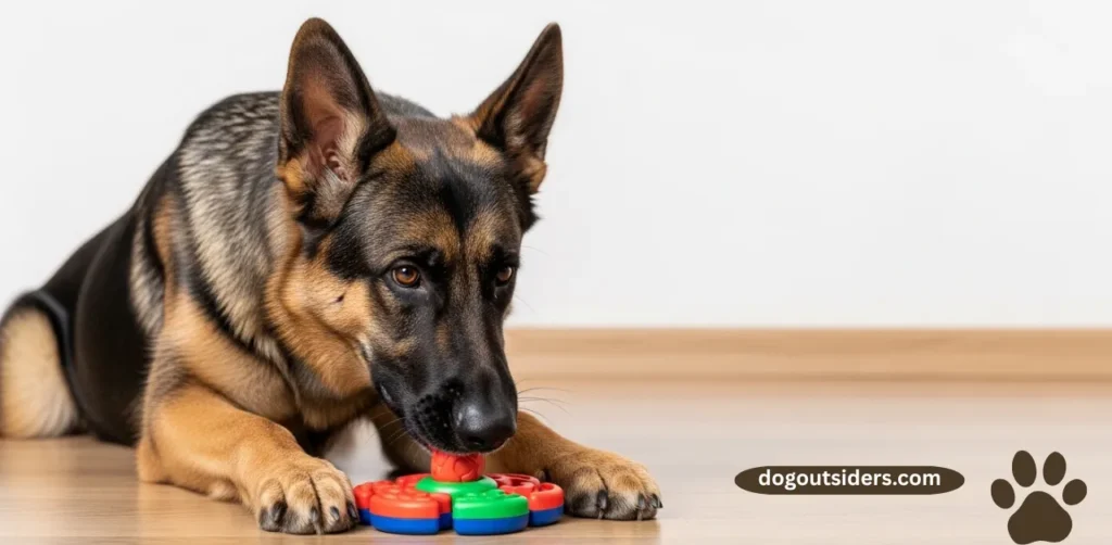 German Shepherd engaging with puzzle toy for mental stimulation and enrichment