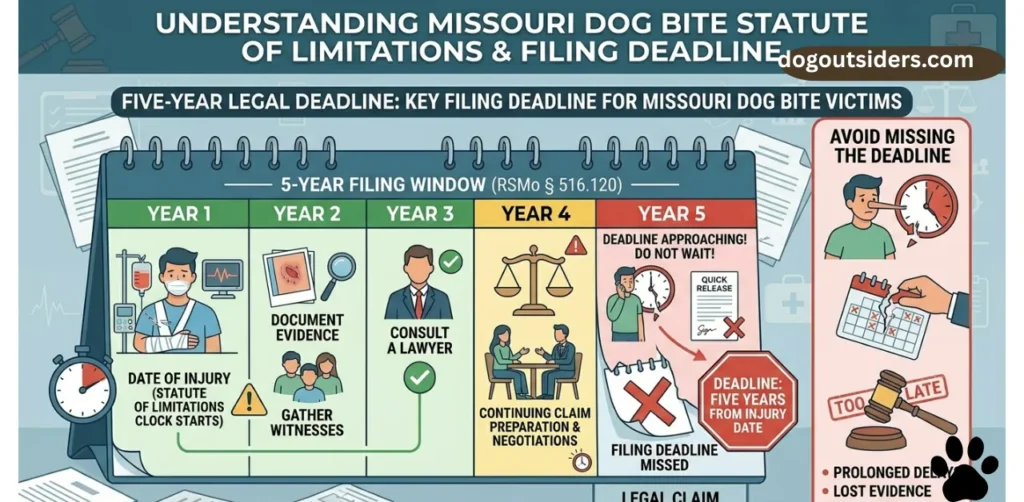 Missouri dog bite statute of limitations 5 years filing deadline calendar