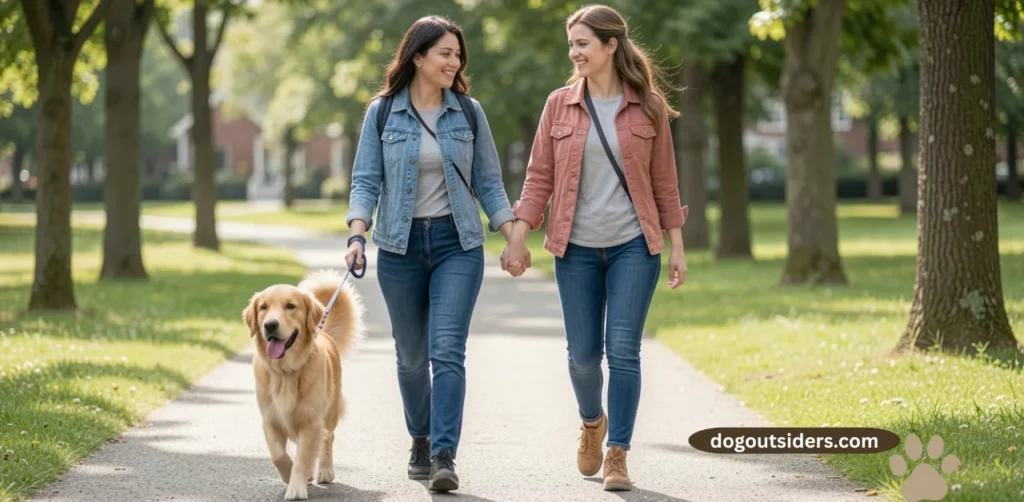 Owner and dog walking together daily to strengthen their bond and loyalty