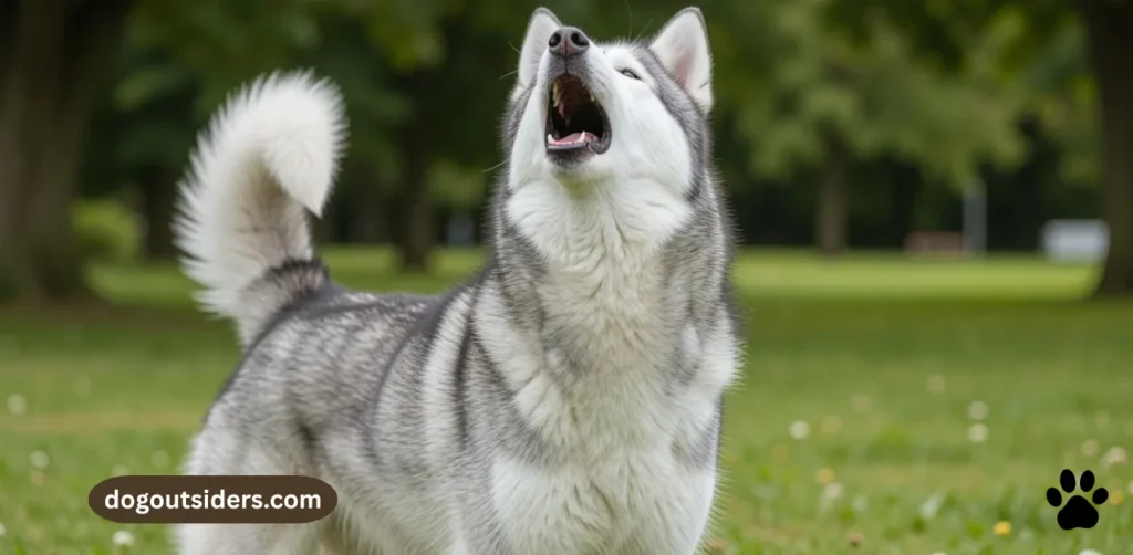 Siberian Husky howling outdoors showing common vocalization behavior problem