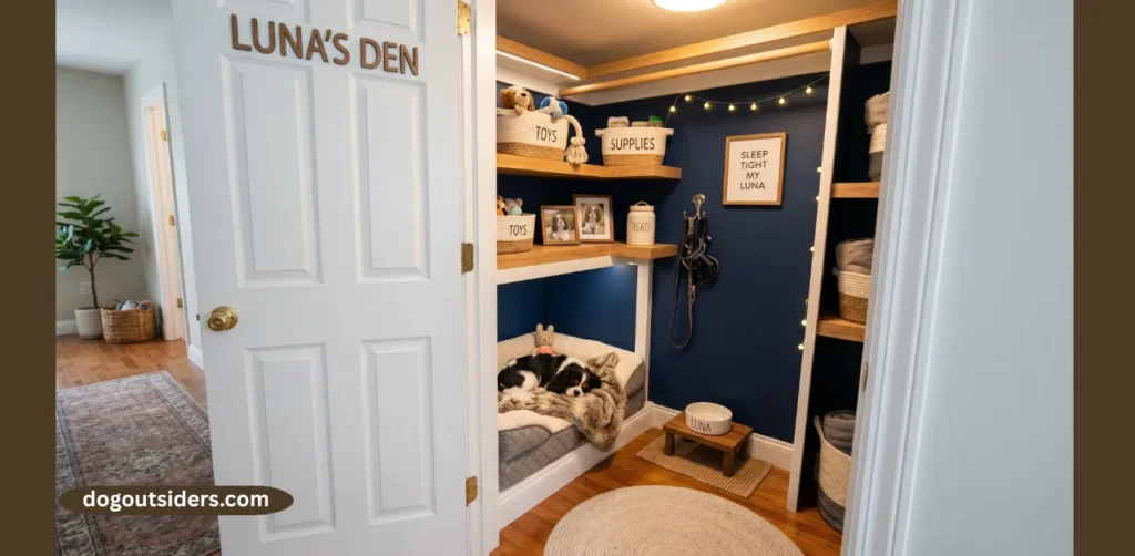 Closet conversion into a dog sleeping room