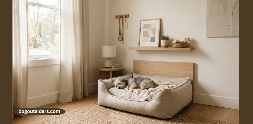 Minimalist dog bedroom with neutral tones